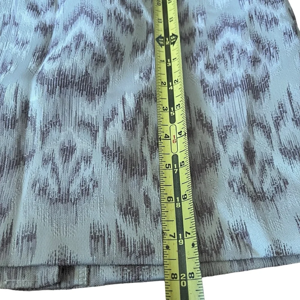 Ann‎ Taylor Womens 6P Petite Beige Purple Print Lined Dressy Mini Skirt Back Zip